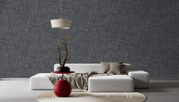 Dark Gray Muse Brush Stroke Textured Wallpaper, Modern Minimalist Wall Covering, Neutral Shimmer Wall Decor
