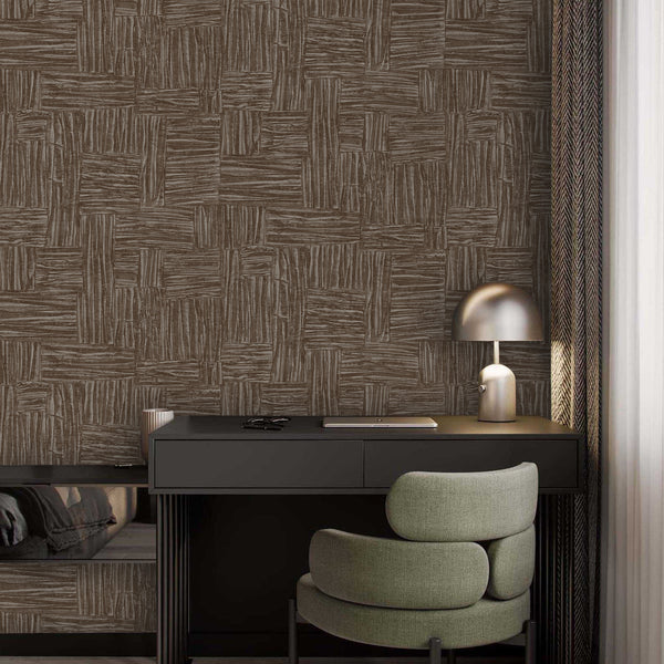 Brown Muse Brush Stroke Textured Wallpaper, Modern Minimalist Wall Covering, Neutral Shimmer Wall Decor