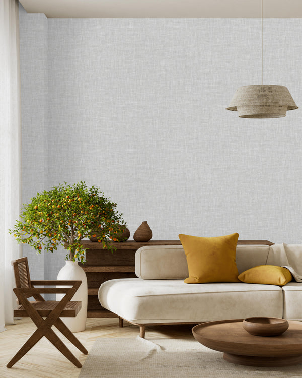 Creamy Muse Linen Texture Wallpaper, Natural Wallpaper, Modern & Minimalist Wall Covering, Modern Look Neutral Colors Glittering Wallcovering