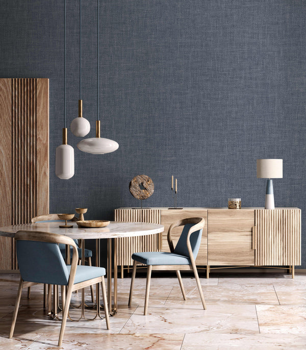 Blue Muse Linen Texture Wallpaper, Natural Wallpaper, Modern & Minimalist Wall Covering, Modern Look Neutral Colors Glittering Wallcovering