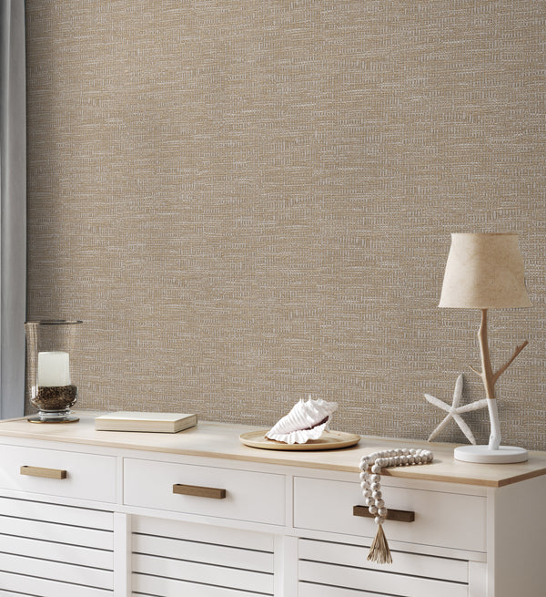 Beige Muse Crosshatch Texture Wallpaper, Natural Wallpaper, Modern & Minimalist Wall Covering, Modern Look Neutral Colors Glittering Wallcovering