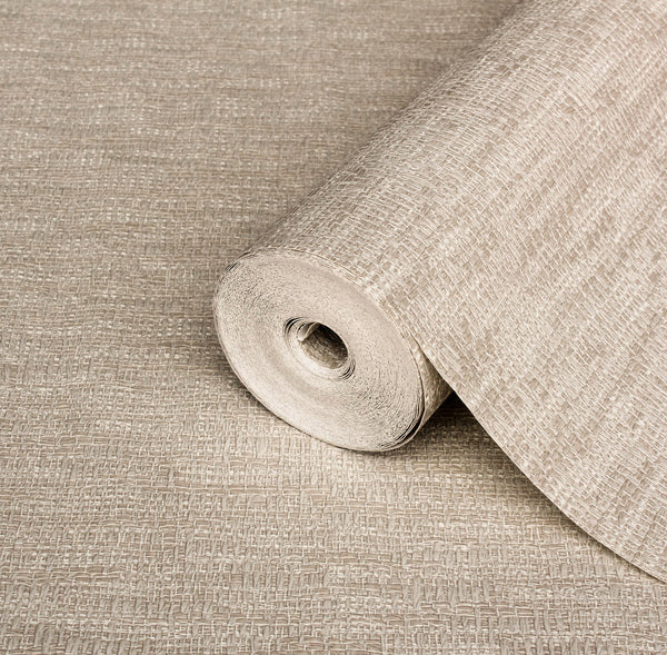 Beige Muse Crosshatch Texture Wallpaper, Natural Wallpaper, Modern & Minimalist Wall Covering, Modern Look Neutral Colors Glittering Wallcovering