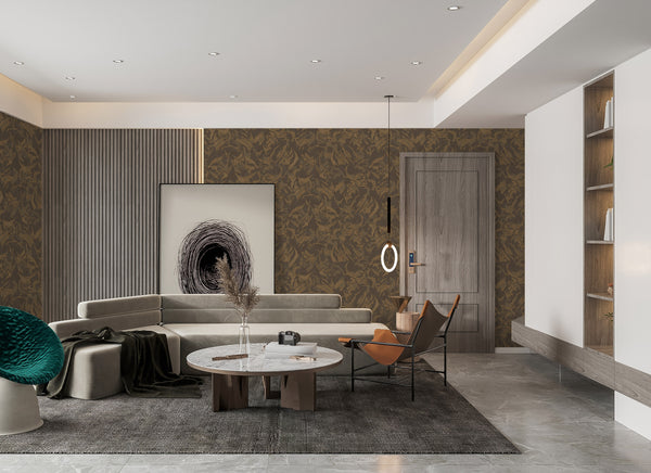 Brown-Bronze Muse Venetian Plaster Wallpaper, Natural Wallpaper, Modern & Minimalist Wall Covering, Modern Look Neutral Colors Glittering Wallcovering