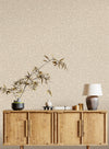 Beige Leaf Pattern Wallpaper, Natural Wallpaper, Modern & Minimalist Wall Covering, Modern Look Neutral Colors Glittering Wallcovering