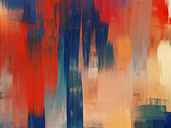 Modern Art Red and Blue Wallpaper, Abstract Paint Mural, Oversized Custom Size Wall Art, Non-Woven, Non-Adhesive, Modern Wall Paper, Removable