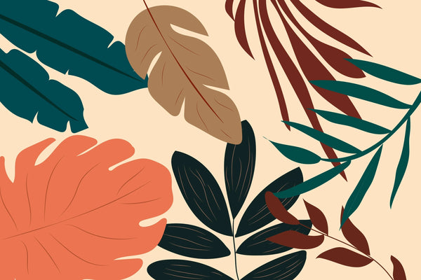 Natural Plants Wallpaper, Beige Background Mural, Oversized Custom Size Wall Art, Non-Woven, Non-Adhesive, Modern Wall Paper, Removable