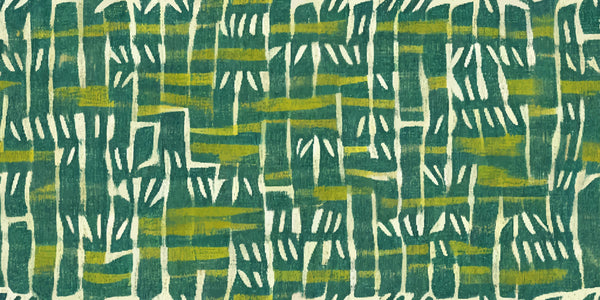 Ethnic Ikat Greenish Wallpaper, Handmade Boho Tribal Mural, Oversized Custom Size Wall Art, Non-Woven, Non-Adhesive, Modern Wall Paper, Removable