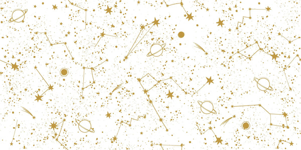 Golden Constellation Wallpaper, White Background Mural, Oversized Custom Size Wall Art, Non-Woven, Non-Adhesive, Modern Wall Paper, Removable