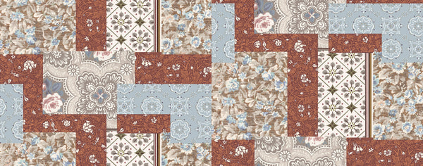 Floral Wallpaper, Brown and Blue Patchwork Mural, Oversized Custom Size Wall Art, Non-Woven, Non-Adhesive, Modern Wall Paper, Removable