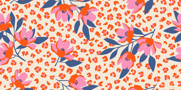 Exotic Flowers, Leopard Background Wallpaper, Seamless Pattern Mural, Oversized Custom Size Wall Art, Non-Woven, Non-Adhesive, Modern Wall Paper, Removable