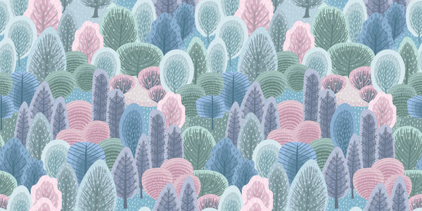 Winter Forest Wallpaper, Seamless Pattern Mural, Oversized Custom Size Wall Art, Non-Woven, Non-Adhesive, Modern Wall Paper, Removable