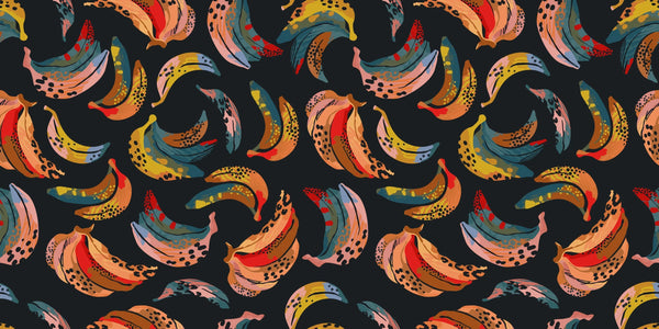 Abstract Bananas Wallpaper, Seamless Pattern Mural, Oversized Custom Size Wall Art, Non-Woven, Non-Adhesive, Modern Wall Paper, Removable