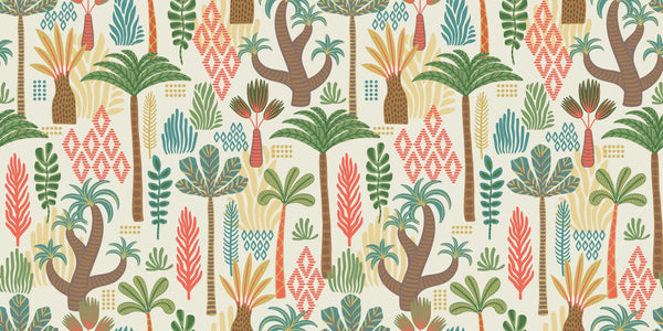 Ethnic Tropical Wallpaper, Seamless Pattern Mural, Oversized Custom Size Wall Art, Non-Woven, Non-Adhesive, Modern Wall Paper, Removable