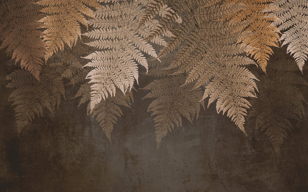 Tropical Leaves Wallpaper, Brown Tones Mural, Oversized Custom Size Wall Art, Non-Woven, Non-Adhesive, Modern Wall Paper, Removable