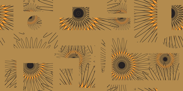 Abstract Sunflower Elements Wallpaper, Seamless Pattern Mural, Oversized Custom Size Wall Art, Non-Woven, Non-Adhesive, Modern Wall Paper, Removable