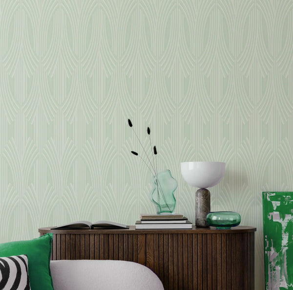 Green-toned Patterned Wallpaper, Textured Wallpaper,Natural Wallpaper, Modern & Minimalist Wall Covering,Modern Look Neutral Colors Glittering Wallcovering