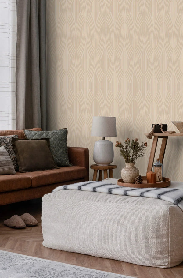 Light Orange Patterned Wallpaper, Textured Wallpaper,Natural Wallpaper, Modern & Minimalist Wall Covering,Modern Look Neutral Colors Glittering Wallcovering