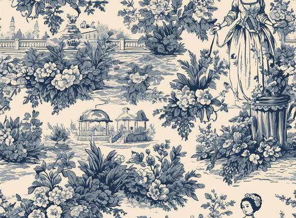 Flower Garden Wallpaper, Victorian Lady Pattern Mural, Oversized Custom Size Wall Art, Non-Woven, Non-Adhesive, Modern Wall Paper, Removable