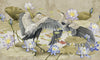Birds Wallpaper, Lotus Mural, Oversized Custom Size Wall Art, Non-Woven, Non-Adhesive, Modern Wall Paper, Removable