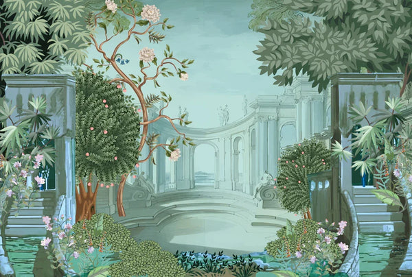 Ancient Roman Architecture Wallpaper,Botanic Mural, Oversized Custom Size Wall Art, Non-Woven, Non-Adhesive, Modern Wall Paper, Removable