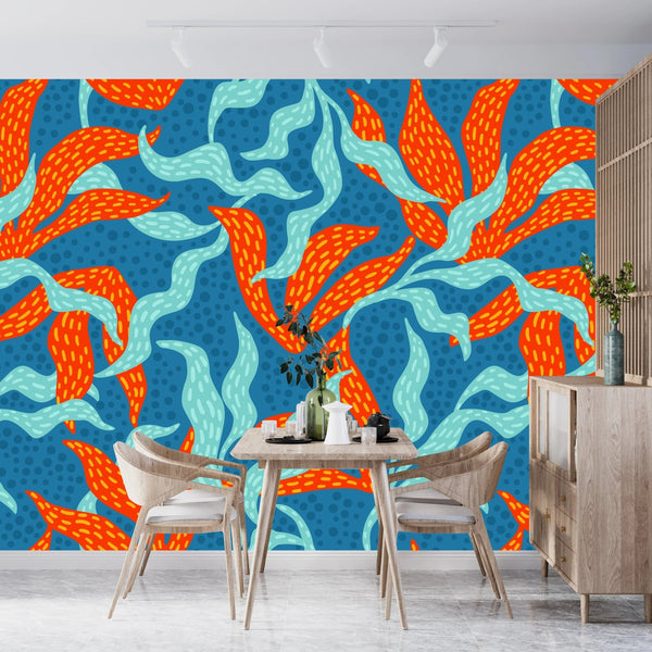 Abstract Artistic Leaves Wallpaper, Seamless Pattern Mural, Oversized Custom Size Wall Art, Non - Woven, Non - Adhesive, Modern Wall Paper, Removable - Adawall Wallpaper - Registered Trade Accounts Only, Wallpaper Wholesale Account - W78057 - Adawall Wholesale - Wallpaper Wholesaler