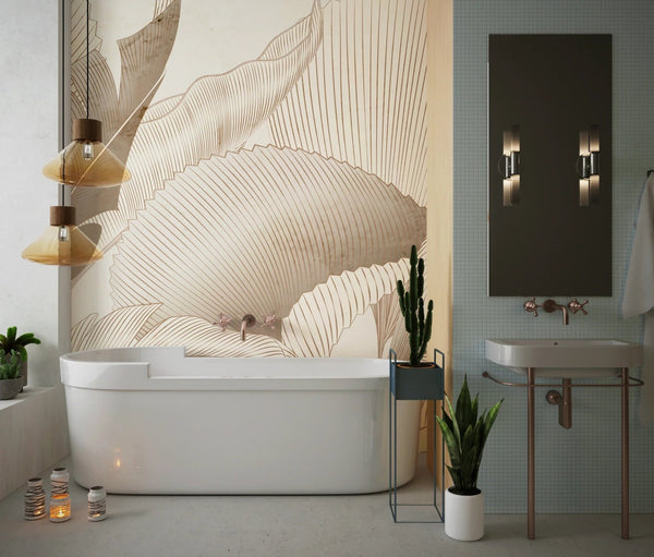 Abstract Botanical Wallpaper, Brown and Beige Wall Mural, Oversized Custom Size Wall Art, Non - Woven, Non - Adhesive, Modern Wall Paper, Removable - Adawall Wallpaper - Registered Trade Accounts Only, Wallpaper Wholesale Account - W77488 - Adawall Wholesale - Wallpaper Wholesaler