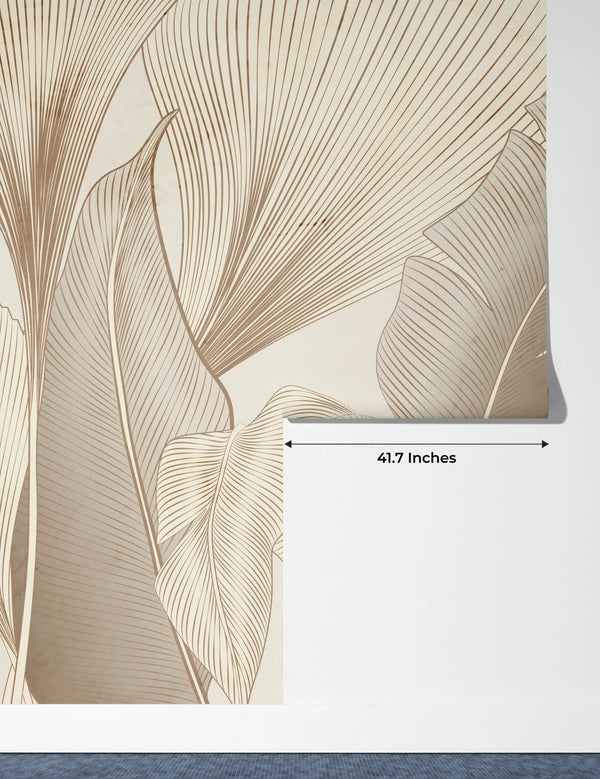 Abstract Botanical Wallpaper, Brown and Beige Wall Mural, Oversized Custom Size Wall Art, Non - Woven, Non - Adhesive, Modern Wall Paper, Removable - Adawall Wallpaper - Registered Trade Accounts Only, Wallpaper Wholesale Account - W77488 - Adawall Wholesale - Wallpaper Wholesaler