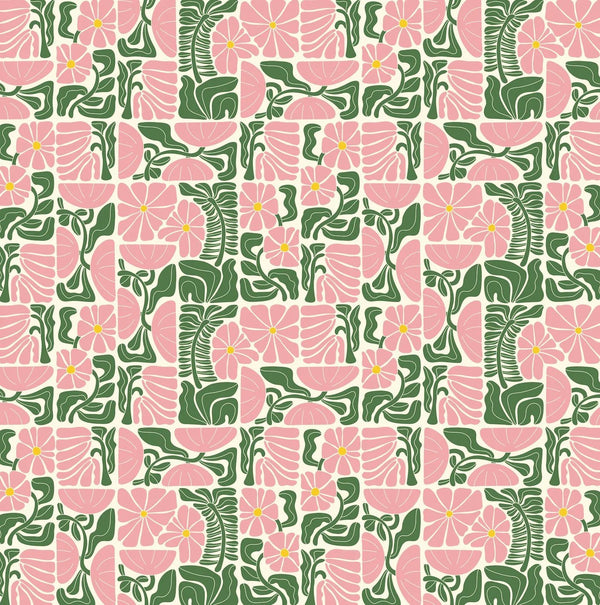 Abstract Geometric Floral Wallpaper, Seamless Pattern Mural, Oversized Custom Size Wall Art, Non - Woven, Non - Adhesive, Modern Wall Paper, Removable - Adawall Wallpaper - Registered Trade Accounts Only, Wallpaper Wholesale Account - W77566 - Adawall Wholesale - Wallpaper Wholesaler