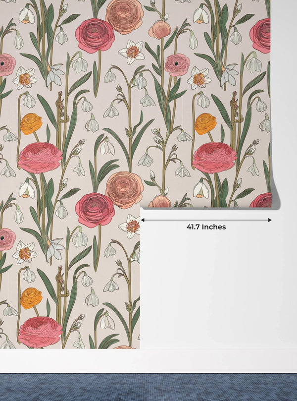 Abstract Handmade Floral Wallpaper, Seamless Pattern Mural, Oversized Custom Size Wall Art, Non - Woven, Non - Adhesive, Modern Wall Paper, Removable - Adawall Wallpaper - Registered Trade Accounts Only, Wallpaper Wholesale Account - W78011 - Adawall Wholesale - Wallpaper Wholesaler