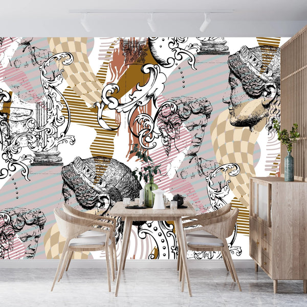 Abstract Sculpture Wallpaper, Seamless Pattern Mural, Oversized Custom Size Wall Art, Non - Woven, Non - Adhesive, Modern Wall Paper, Removable - Adawall Wallpaper - Registered Trade Accounts Only, Wallpaper Wholesale Account - W78098 - Adawall Wholesale - Wallpaper Wholesaler