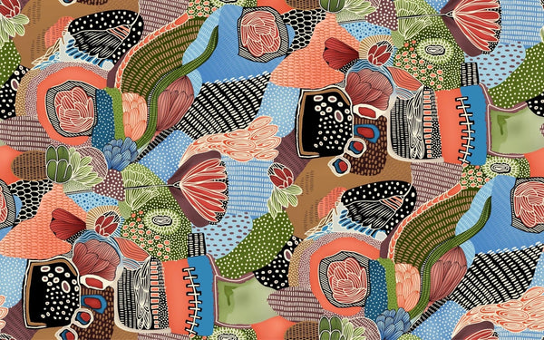 Abstract Shapes and Flowers Wallpaper, Seamless Pattern Mural, Oversized Custom Size Wall Art, Non - Woven, Non - Adhesive, Modern Wall Paper, Removable - Adawall Wallpaper - Registered Trade Accounts Only, Wallpaper Wholesale Account - W77579 - Adawall Wholesale - Wallpaper Wholesaler