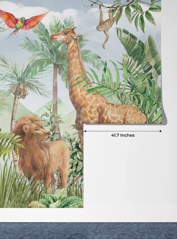 African Animals Wallpaper, Watercolor Wildlife Mural, Oversized Custom Size Wall Art, Non - Woven, Non - Adhesive, Modern Wall Paper, Removable - Adawall Wallpaper - Registered Trade Accounts Only, Wallpaper Wholesale Account - W78093 - Adawall Wholesale - Wallpaper Wholesaler