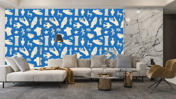 Ancient Greek Statues Wallpaper, Seamless Pattern Mural, Oversized Custom Size Wall Art, Non - Woven, Non - Adhesive, Modern Wall Paper, Removable - Adawall Wallpaper - Registered Trade Accounts Only, Wallpaper Wholesale Account - W78204 - Adawall Wholesale - Wallpaper Wholesaler