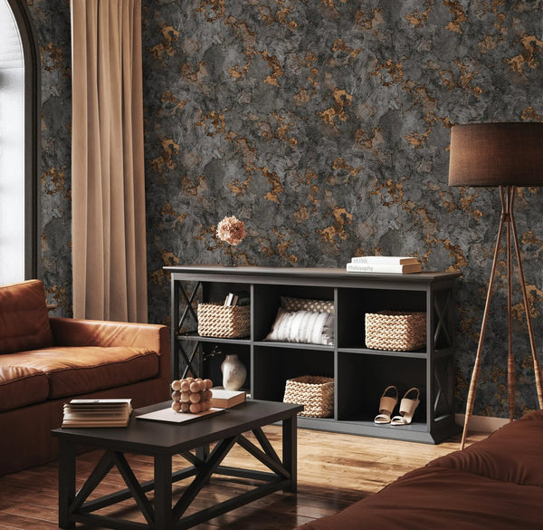 Anthracite and Copper Textured Wallpaper, Natural Wallpaper, Modern & Minimalist Wall Covering,Modern Look Neutral Colors Glittering Wallcovering - Adawall Wallpaper - Registered Trade Accounts Only, Wallpaper Wholesale Account - 24109-5 - Adawall Wholesale - Wallpaper Wholesaler