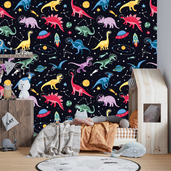 Astronaut Dinosaurs Wallpaper, Cute Space Seamless Pattern Mural, Oversized Custom Size Wall Art, Non - Woven, Non - Adhesive, Modern Wall Paper, Removable - Adawall Wallpaper - Registered Trade Accounts Only, Wallpaper Wholesale Account - W77553 - Adawall Wholesale - Wallpaper Wholesaler