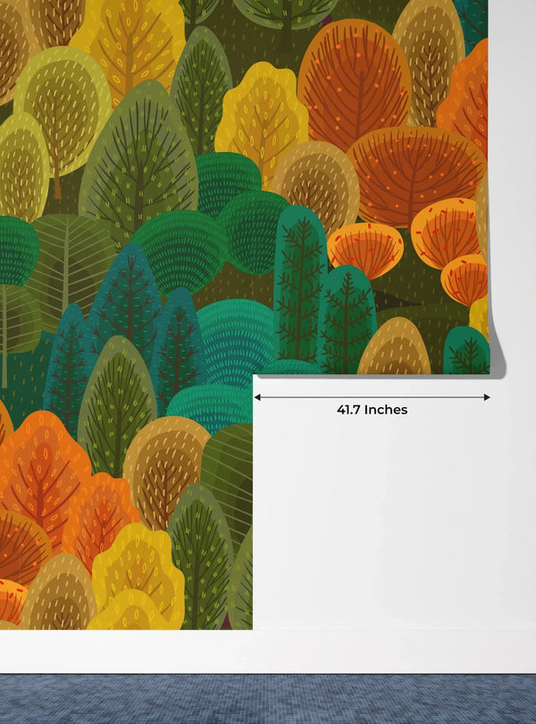 Autumn Forest Wallpaper, Seamless Pattern Mural, Oversized Custom Size Wall Art, Non - Woven, Non - Adhesive, Modern Wall Paper, Removable - Adawall Wallpaper - Registered Trade Accounts Only, Wallpaper Wholesale Account - W78024 - Adawall Wholesale - Wallpaper Wholesaler