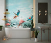 Tropical Wallpaper, Birds Mural, Oversized Custom Size Wall Art, Non-Woven, Non-Adhesive, Modern Wall Paper, Removable