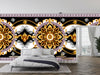 Golden Baroque Wallpaper, Black Background Mural, Oversized Custom Size Wall Art, Non-Woven, Non-Adhesive, Modern Wall Paper, Removable