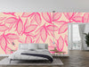 Pink Exotic Flowers Wallpaper, Seamless Pattern Mural, Oversized Custom Size Wall Art, Non-Woven, Non-Adhesive, Modern Wall Paper, Removable
