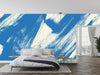 Grainy Blue Wallpaper, Brush Stroke Mural, Oversized Custom Size Wall Art, Non-Woven, Non-Adhesive, Modern Wall Paper, Removable