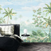 Tropic Flowers Wallpaper, Landscape Mural, Oversized Custom Size Wall Art, Non-Woven, Non-Adhesive, Modern Wall Paper, Removable