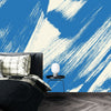 Grainy Blue Wallpaper, Brush Stroke Mural, Oversized Custom Size Wall Art, Non-Woven, Non-Adhesive, Modern Wall Paper, Removable