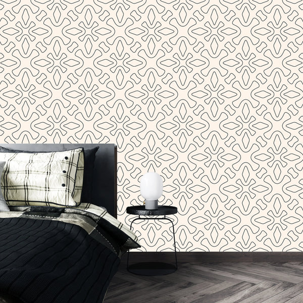 Linear Geometric Wallpaper, Seamless Pattern Mural, Oversized Custom Size Wall Art, Non-Woven, Non-Adhesive, Modern Wall Paper, Removable