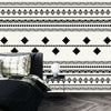 Ethnic Tribal Black and White Wallpaper, Seamless Pattern Mural, Oversized Custom Size Wall Art, Non-Woven, Non-Adhesive, Modern Wall Paper, Removable