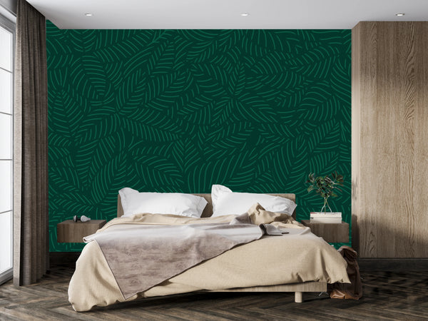 Luxury Nature Wallpaper, Green Floral Mural, Oversized Custom Size Wall Art, Non-Woven, Non-Adhesive, Modern Wall Paper, Removable