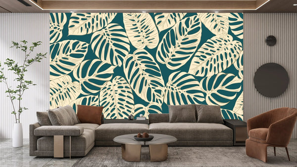 Beige Leaves Wallpaper, Seamless Pattern Mural, Oversized Custom Size Wall Art, Non - Woven, Non - Adhesive, Modern Wall Paper, Removable - Adawall Wallpaper - Registered Trade Accounts Only, Wallpaper Wholesale Account - W77734 - Adawall Wholesale - Wallpaper Wholesaler