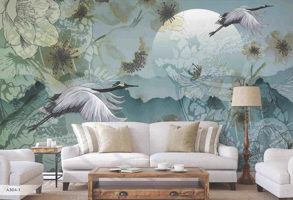 Birds Scene Wallpaper, Botanical Tropical Wallpaper, Nature, Customized Wall Mural, Durable, Non - Woven Wall Paper, Non - Adhesive, Removable - Adawall Wallpaper - Registered Trade Accounts Only, Wallpaper Wholesale Account - A304-1 - Adawall Wholesale - Wallpaper Wholesaler