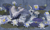 Birds Wallpaper, Lotus and Blue Background Mural, Oversized Custom Size Wall Art, Non - Woven, Non - Adhesive, Modern Wall Paper, Removable - Adawall Wallpaper - Registered Trade Accounts Only, Wallpaper Wholesale Account - W77502 - Adawall Wholesale - Wallpaper Wholesaler