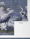 Birds Wallpaper, Lotus and Blue Background Mural, Oversized Custom Size Wall Art, Non - Woven, Non - Adhesive, Modern Wall Paper, Removable - Adawall Wallpaper - Registered Trade Accounts Only, Wallpaper Wholesale Account - W77502 - Adawall Wholesale - Wallpaper Wholesaler