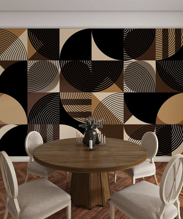 Black and Brown Wallpaper, Geometric Mural, Oversized Custom Size Wall Art, Non - Woven, Non - Adhesive, Modern Wall Paper, Removable - Adawall Wallpaper - Registered Trade Accounts Only, Wallpaper Wholesale Account - W77625 - Adawall Wholesale - Wallpaper Wholesaler